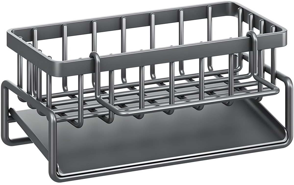 Unyqoos® Ruimtebesparende roestvrijstalen keukenorganizer voor schoonmaakbenodigdheden