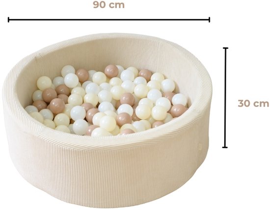 Babiem® Milou – Piscine à balles – Incl. 200 Balles – Piscine à balles – Balles pour piscine à balles – Piscine à balles Bébé – 90 cm de diamètre – Jouets 1 an – 1 à 5 ans – Beige