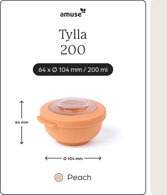 Coffret Amuse Tylla Peach Snack - 3 x 200 ml - Boîtes à goûter refermables Perfect - À emporter - Oranje