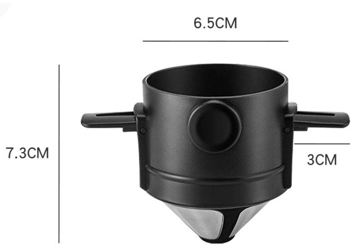 Koffiefilter - Koffiefilterhouder - Rvs Koffiefilter - Koffie Dripper - Papierloos Giet Over Koffiedruppelaar - Herbruikbaar - Geschikt Voor Handmatige Bereiding Van Permanente Koffie - Geschikt Voor Thuiskantoor, Reizen, Kamperen - Zwart - 1 Stuk — cadeau in Kookcadeaus - foto 6