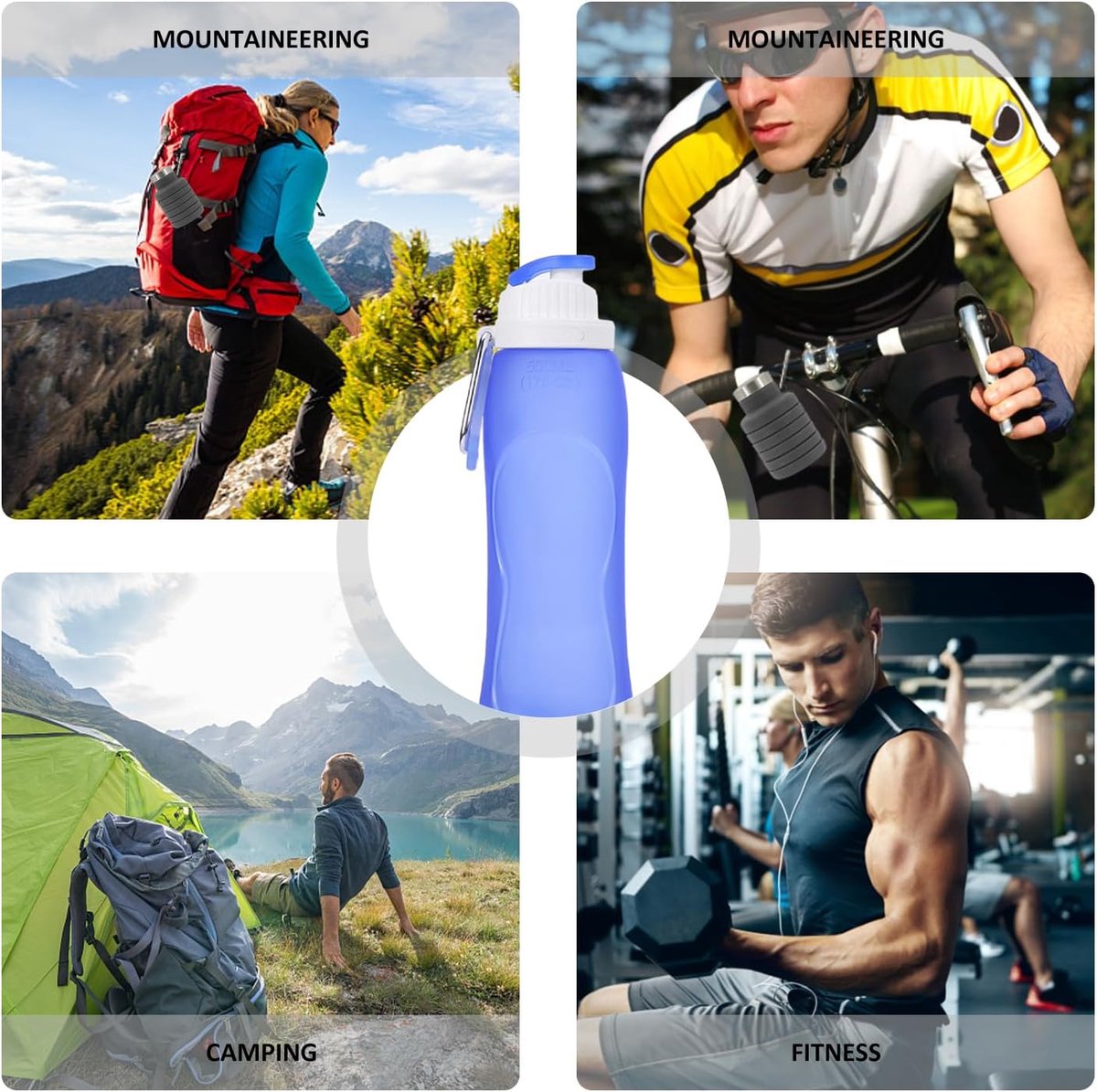 Soft Flask - 500 ml - Opvouwbare Waterfles - met karabijnhaak - Waterfles - Drinkfles - BPA-vrij - Siliconen - Lekvrij - Voor hydratatie pack fietsen marathon lopen wandelen klimmen - Blauw — cadeau in Sport & Outdoor - foto 8