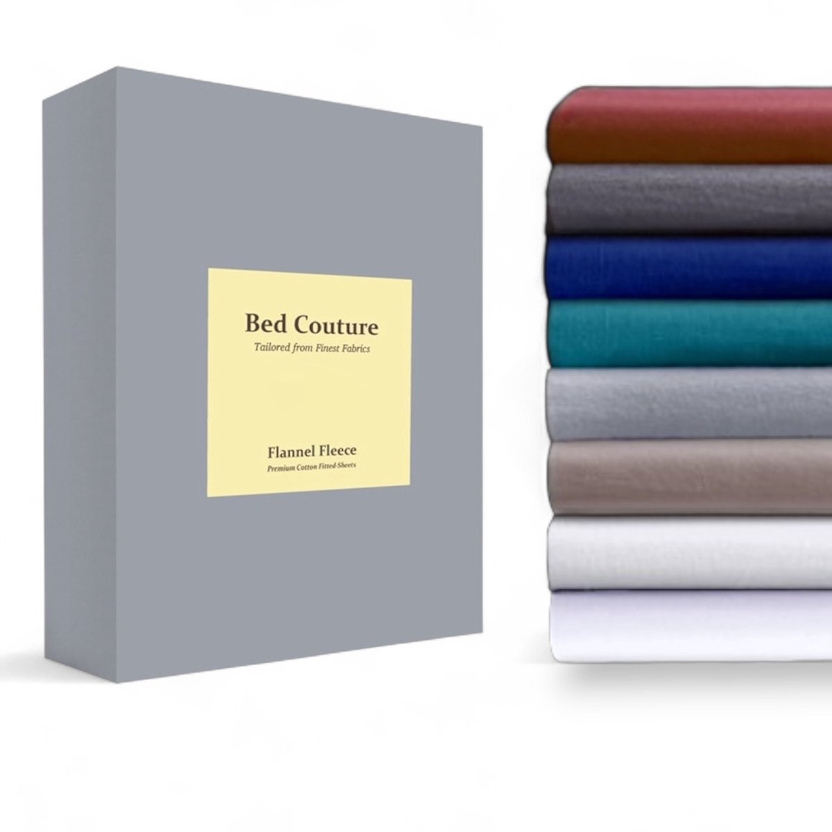 Bed Couture Flanel Fleece Hoeslaken - 100% Katoen Extra zacht en Warm - Lits-jumeaux Extra Breed - 200x220+30 Cm - Grijs