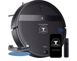 TONIHOMI® G20 - Robotstofzuiger met dweilfunctie - Automatisch opladen - Robotstofzuiger met app - Robotstofzuiger huisdieren - Dweilrobot - Zwart