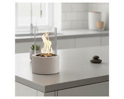 foto van Housevitamin Tafelhaard – Rond – Metaal/Glas – 21x21x28 cm – Beige – Voor Binnen & Buiten