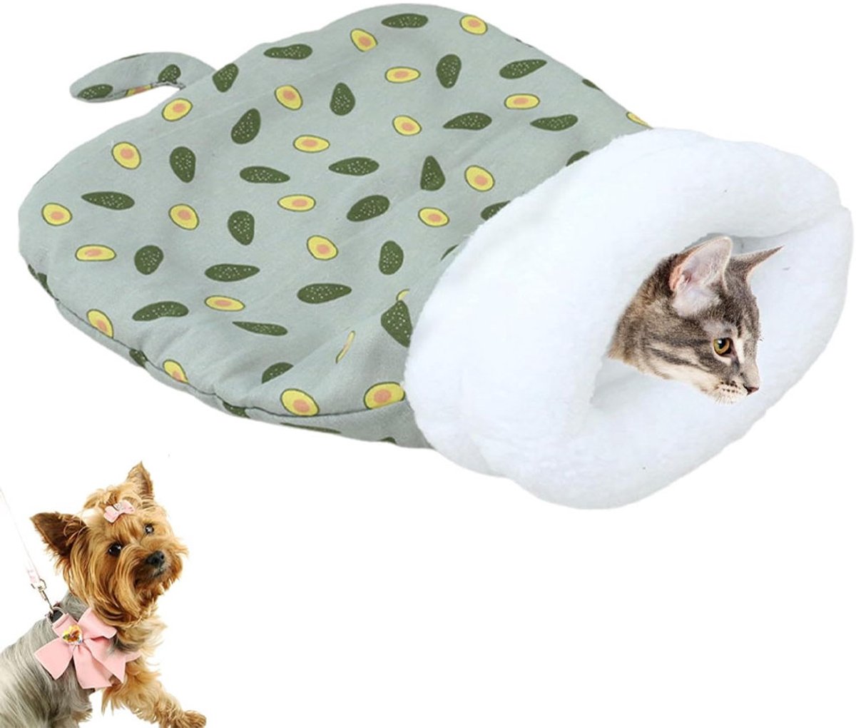 Kattenslaapzak - Katten slaapzak - Warm slaapzak kat - Kattenmand - Kattenho - Hondenslaapzak - Dierenslaapzak - Semi-gesloten huisdierbed - Warm huisdierbed - Huisdierenbed voor winter - Geschikt voor katten en kleine honden tot 7,5 kg
