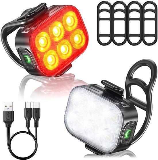 Inlustro Fietslamp Set - Voorlicht / Achterlicht - LED IPX4