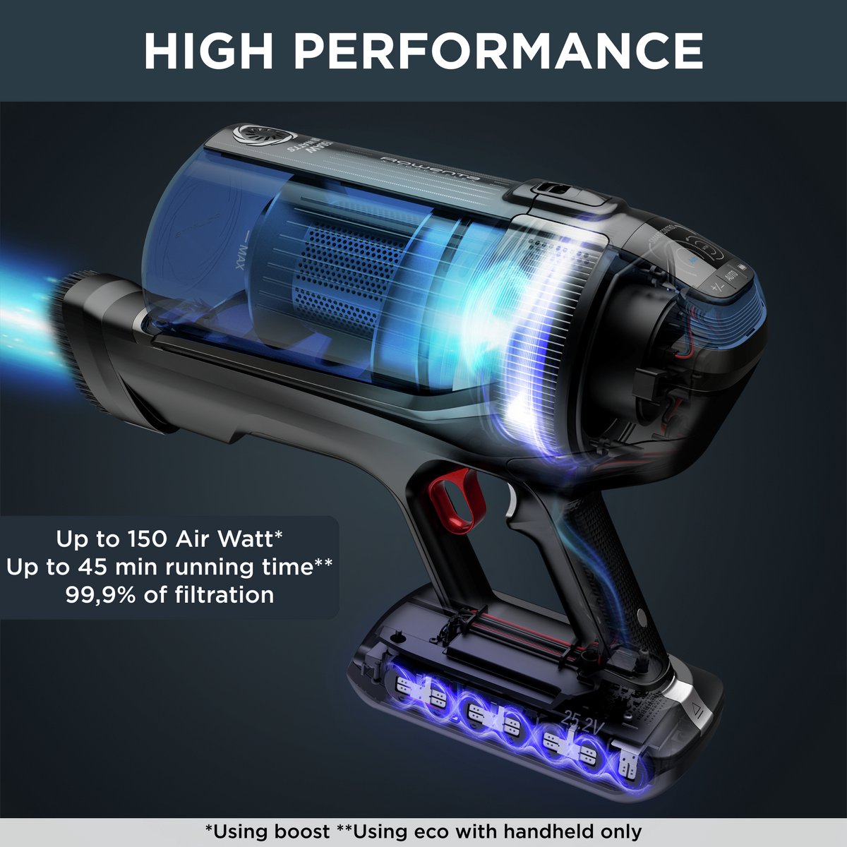 Rowenta X-Force Flex 12.60 RH98C8 - Steelstofzuiger - Draadloos - Met Dweilfunctie - Flexibele Buis - 150 Airwatt - 45 min. gebruikstijd - LED verlichting zuigmond — afbeelding 4