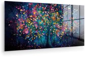 MuchoWow® Peinture sur verre 160x80 cm - Peinture acrylique sur verre - Coloré - Arbre - Magique - Abstrait - Photo sur verre - Décoration murale salon - Décoration murale chambre à coucher - Peintures