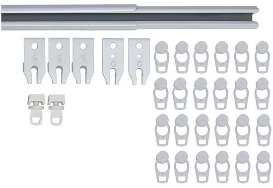 1m ~ 10m Aluminium Gordijnrail Zware Dubbele Rails Plafondmontage