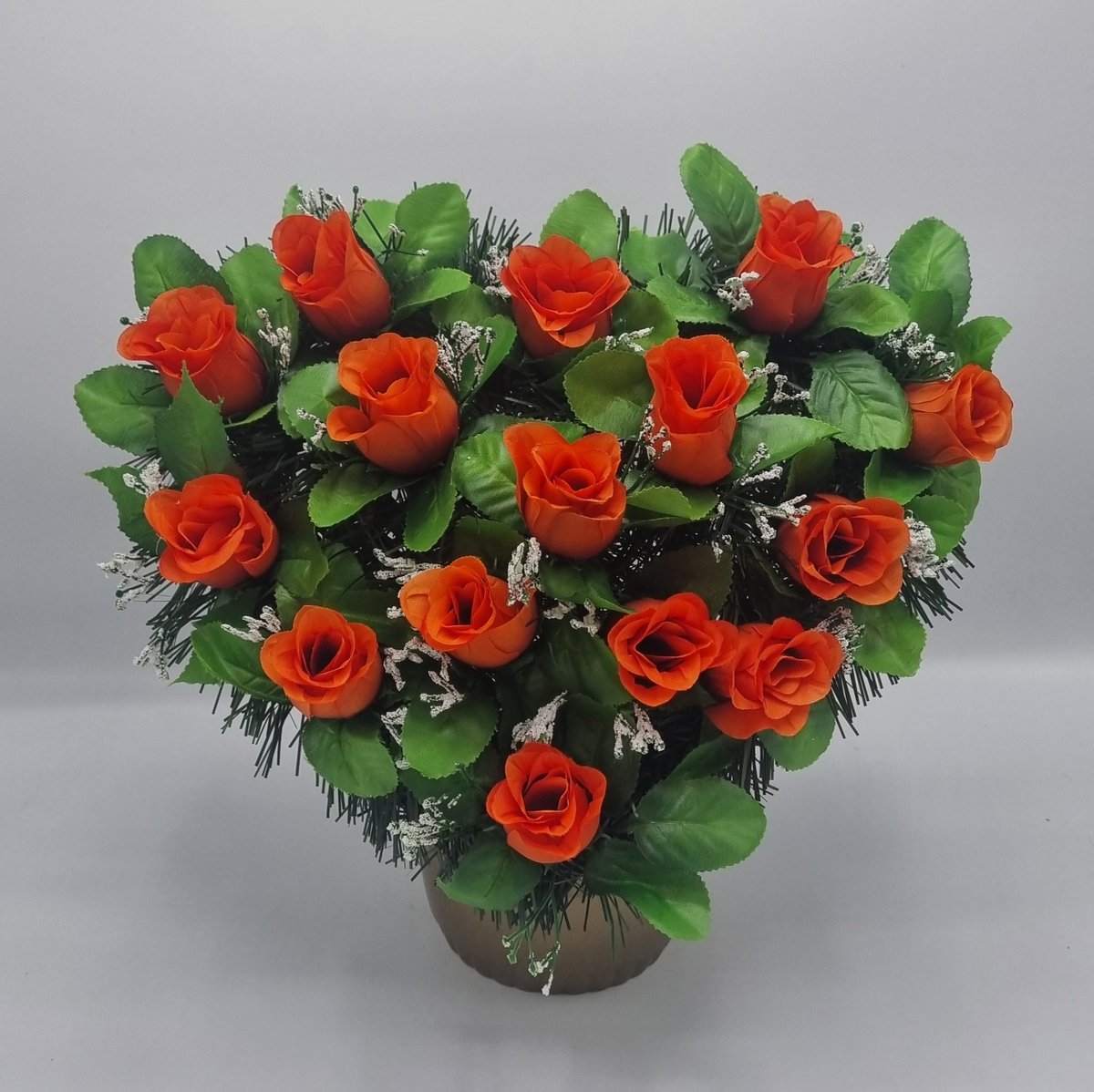 Bloemstuk - W847-38 - Hart - Roos - Peach - 30cm - Verzwaard - Buigzaam - Grafdecoratie