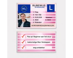 Gelamineerde kaart „Rijbewijs in wording” + humoristische cadeaukaart voor bestuurder – rijbewijs – rijlessen – grappig cadeau – 5,3×8 cm – gelamineerde kaart – weg-ontdekker
