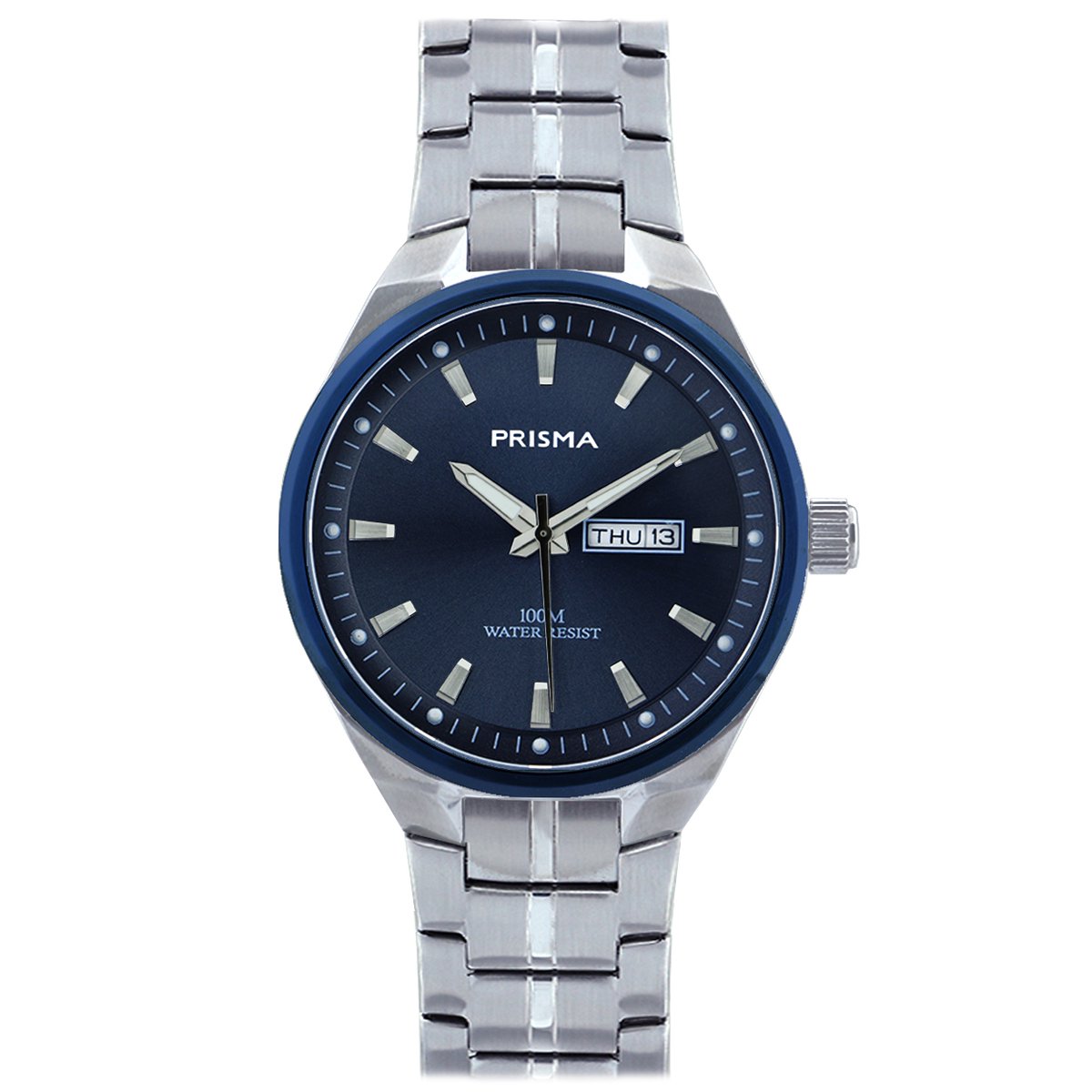 Prisma horloge P.2438-2 Century blauw staal dag-datum