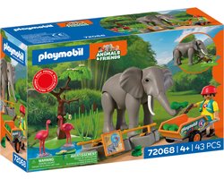 PLAYMOBIL Animals & Friends Olifant met Dierenverzorger | Dierentuinspeelgoedset met 4 dieren en verblijfaccessoires | Voor kinderen vanaf 4 jaar | 72068