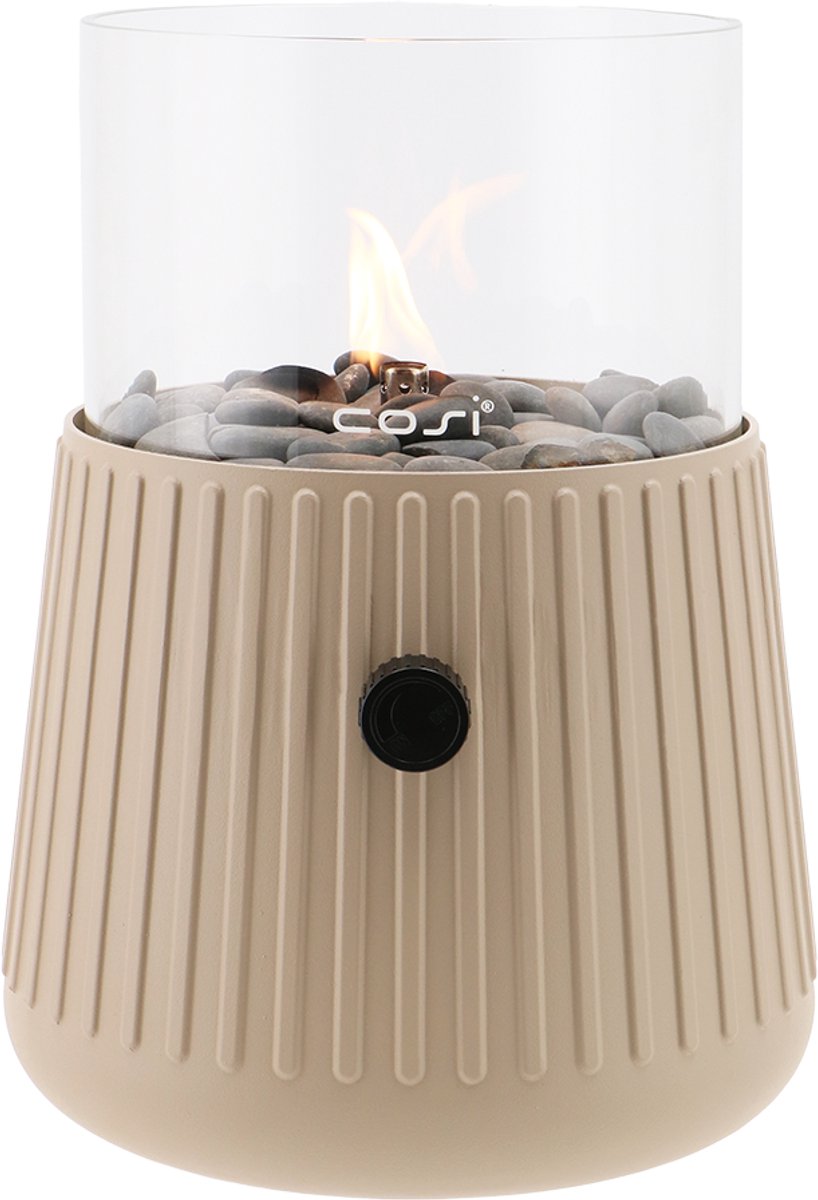 Cosiscoop Bowie Sandy Beige Gaslantaarn - Unieke sfeermaker - Voor binnen en buiten - Brand 5 tot 6 uur op een gascartouche