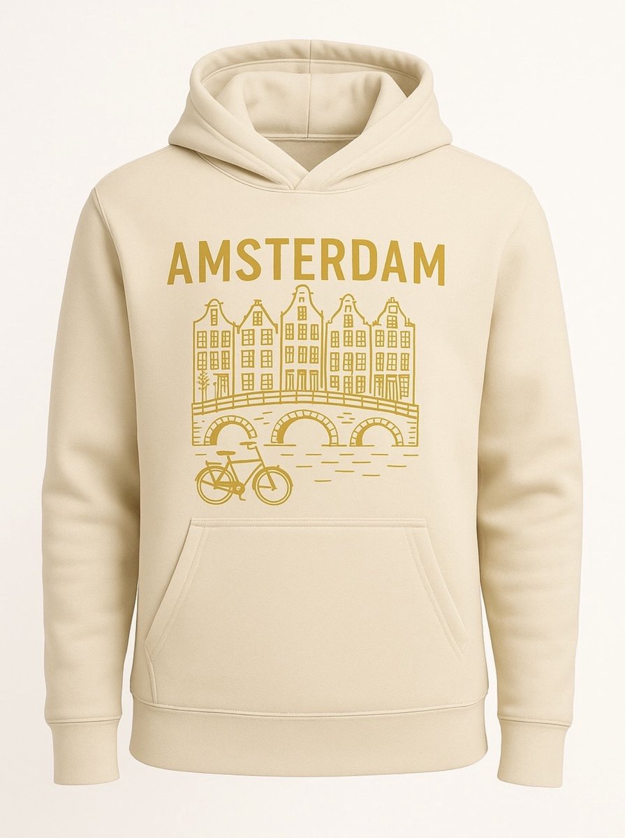 Hoodie Fiets Amsterdam - Cream - M