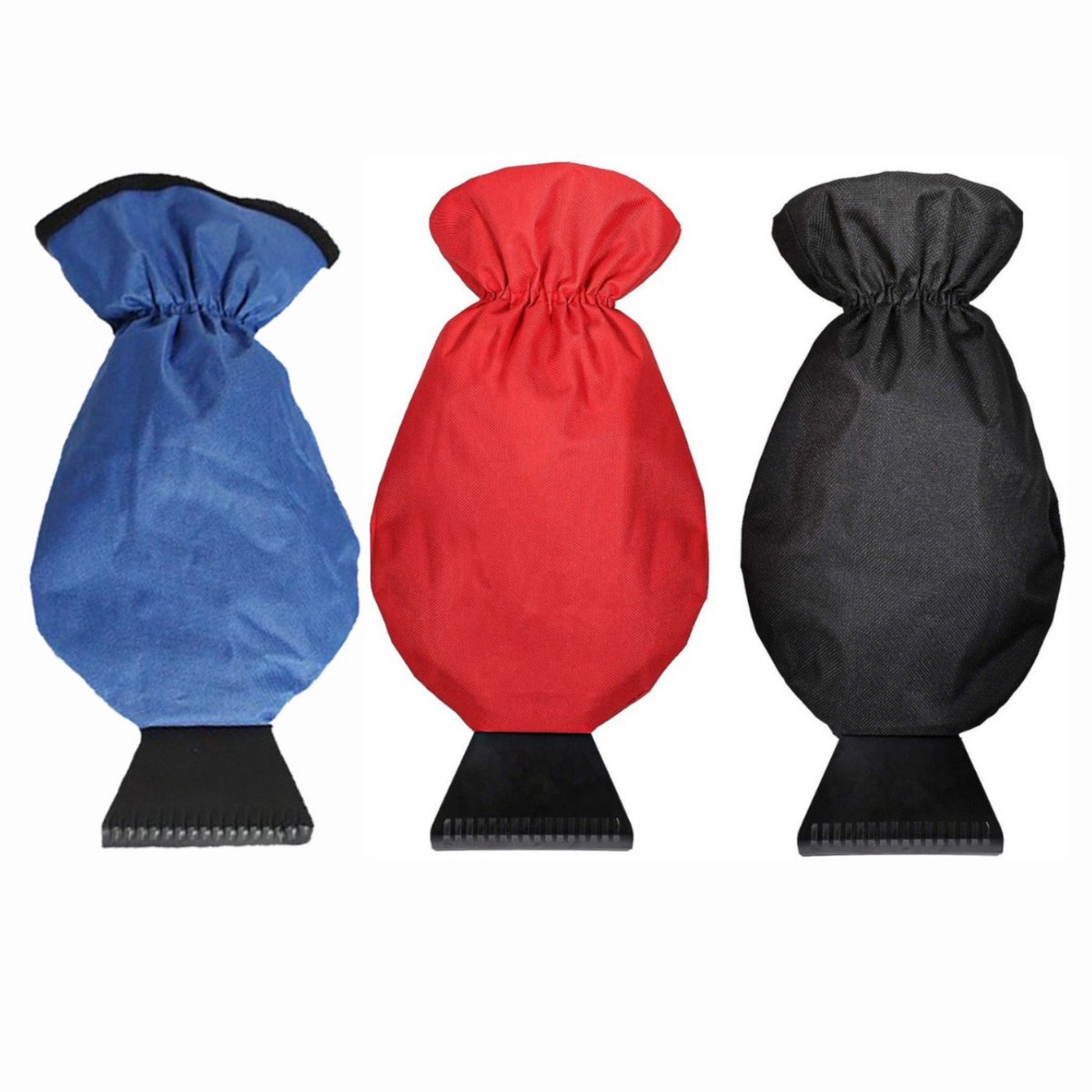 Set 3X ijskrabber auto met handschoen - Multi kleuren krabbers met handschoen - Rood Zwart Blauw