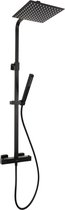 Ostiumhome® Voltri - Complete Regendouche set - Mat zwart - Vierkant - Stort douche - Hand douche - Mengkraan - met PVD coating - Installatiemateriaal