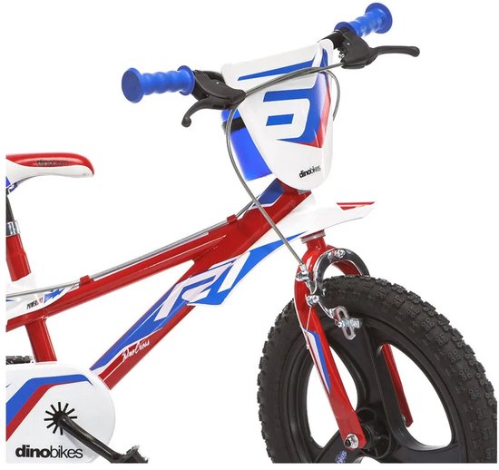 Dino R1 - Kinderfiets 16 Inch - van 4-6 Jaar - met Zijwieltjes - Jongensfiets Rood van Dino. — afbeelding 3