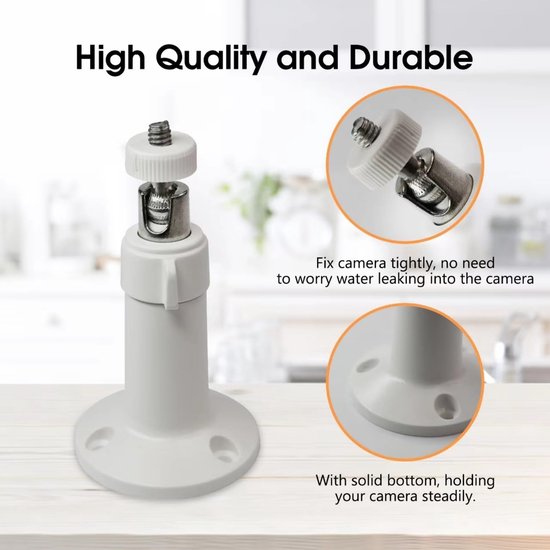 2-delige - 360° verstelbare camerabeugel - Camera-accessoires - Muurbeugel voor binnen/buiten - Compatibel met Ring Stick Up Cam en Ring Outdoor Cam Plus - Wit 9,5 x 7,6 cm van Merkloos — afbeelding 3