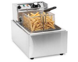 HCB® - Professionele Horeca frituurpan - Friteuse - 6 liter - 230V - RVS / INOX frietketel -…