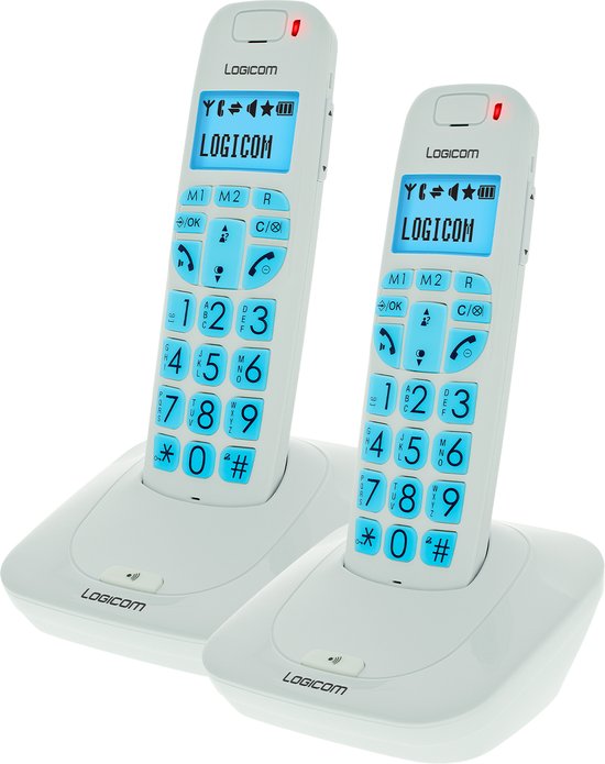 Logicom - Confort 250 - Huistelefoon Draadloos voor senioren - Extra luid - Grote toetsen - zonder antwoordapparaat - 2 Handsets - Met Speaker - Dect-telefoon - Wit