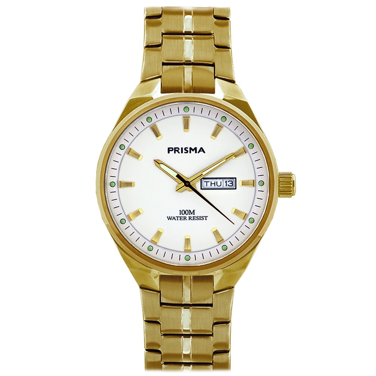 Prisma horloge P.2435 Century goudkleurig off-white dag-datum