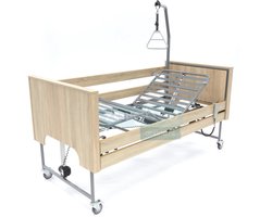 Elektrisch Hoog-Laag Zorgbed 90x200 cm – EcoFit S Deluxe Wild Eiken – Trendelenburg & Zijhekken