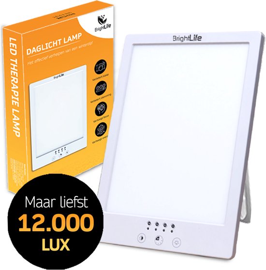 BrightLife Daglichtlamp - Lichttherapie lamp - Energielamp - Bureaulamp - Hobbylamp - Voor meer Energie - Ideaal tegen Winterdepressie - 12.000 LUX - Incl. Ebook