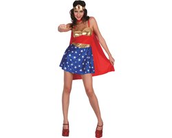 Joya Party® Wonder Vrouw Verkleed Kostuum Dames | Superheldin Woman Verkleedjurk met Cape & Hoofdband | Verkleedkostuum Supervrouw Jurk Carnaval | Maat L/XL