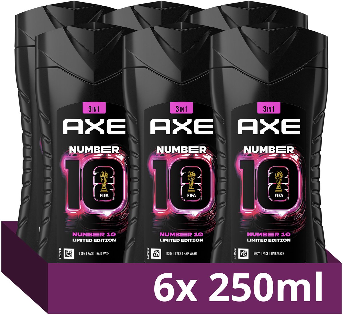 AXE 3-in-1 Douchegel - Number 10 FIFA Limited Edition - 6 x 250 ml