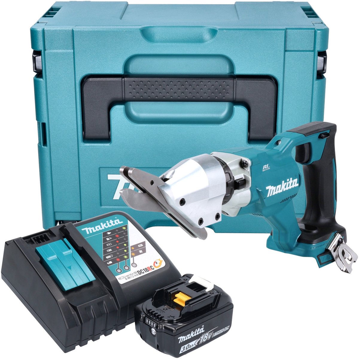 Makita DJS 800 RF1J accu vezelcementschaar 18 V borstelloos + 1x accu 3,0 Ah + oplader + Makpac