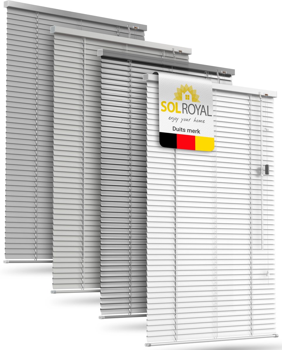 Sol Royal Aluminium Jaloezie Zonder Boren 50x130 cm incl. Klemsteunen – Aluminium Jaloezie Binnen voor Ramen 50 cm breed, 25 mm Lamellen – Privacy- & Zonwering – Glanzend Wit – JA2