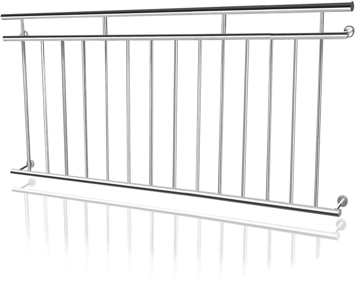 Aufun Frans Balkon Rvs Reling 184x90 cm-Balustrade Raamreling Buiten-Raambescherming -Terrasreling Met 14