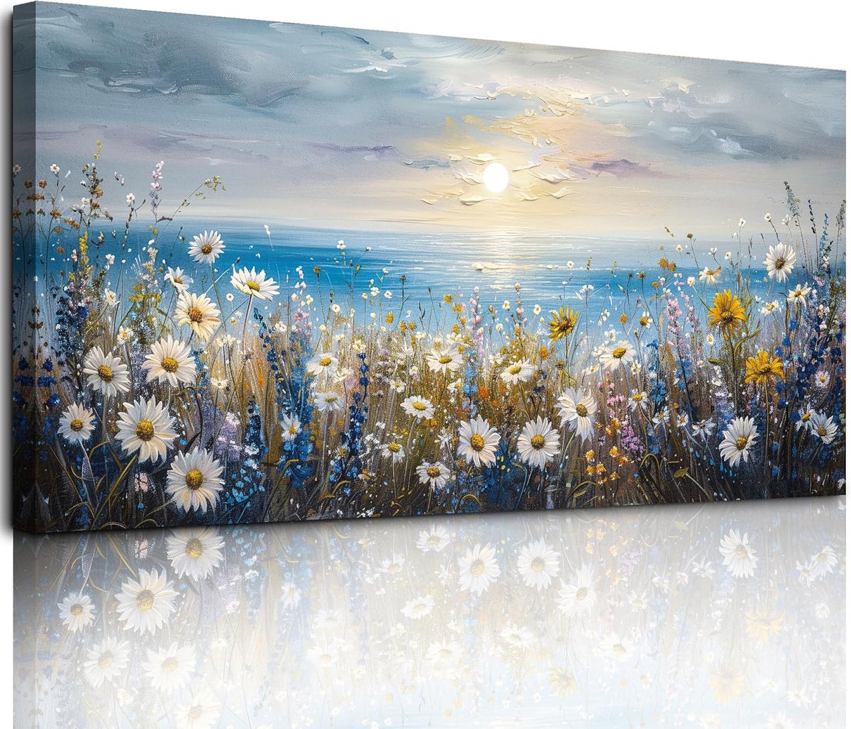 Groot Canvas Schilderij 59x119 Cm – Moderne Zonsopgang Kust Wanddecoratie Voor Woonkamer - Slaapkamer & Kantoor