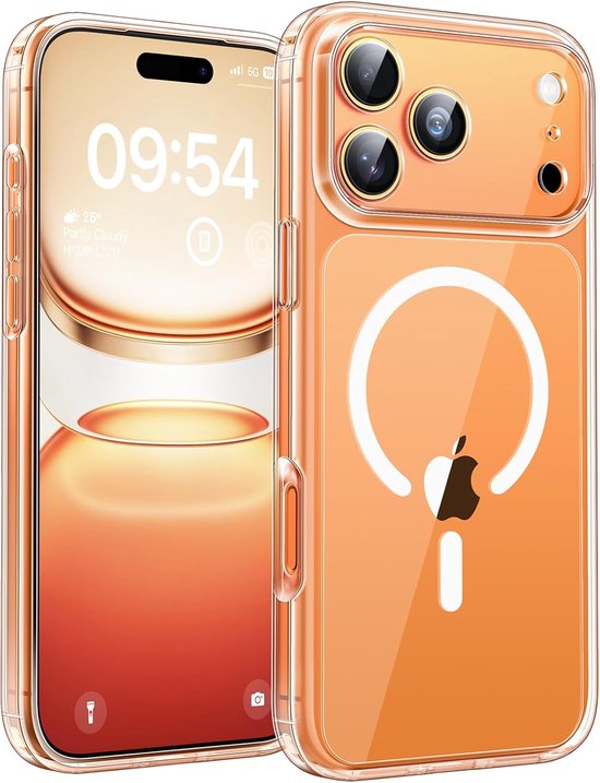 voor iPhone 17 Pro Max Case Compatibel met MagSafe, Volledige Camerabescherming, Wordt nooit geel, Schokbestendig Anti-vingerafdruk Anti-slip Dunne Slagvaste Hoes 6,9-Inch, Transparant