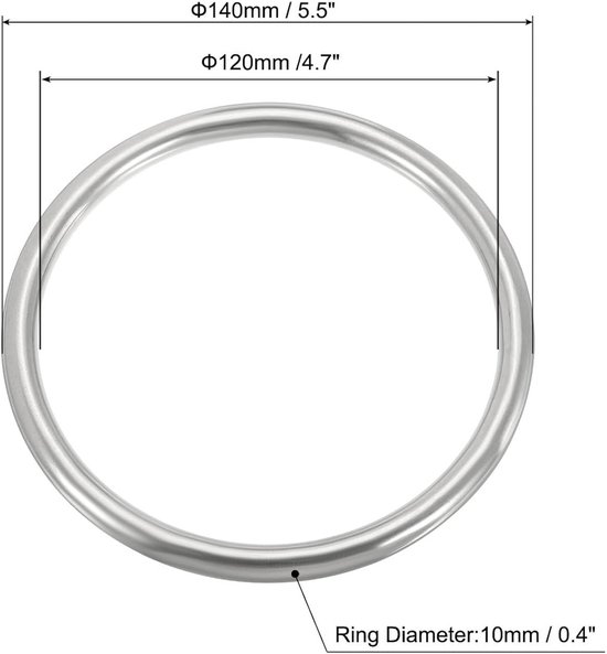 10x RVS O-Ringen Gelast 120mm Marine Kwaliteit Zware Kwaliteit Ringen ...