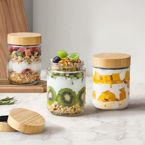 Meal Prep Glazen Set van 6 - 500ml Glas Joghurt Glazen voor Snacks, Gewürze en Cerealien — afbeelding 2