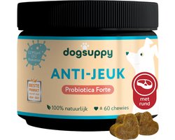 Anti-Jeuk Probiotica - Met rund - 100% natuurlijk - 60 heerlijke snoepjes - Bij Gevoelige Huid, Krabben, Poten likken en Allergieën - Ondersteunt Gezonde Darmflora, Rustige Huid & Natuurlijke Balans - Aanbevolen door Dierenartsen