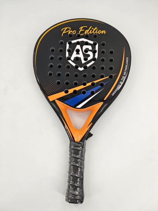 AS Edge Pro Edition Padelracket – 100% Carbon – Multi EVA – Druppel Vorm – Power & Control – 360–370g – Zwart/Oranje