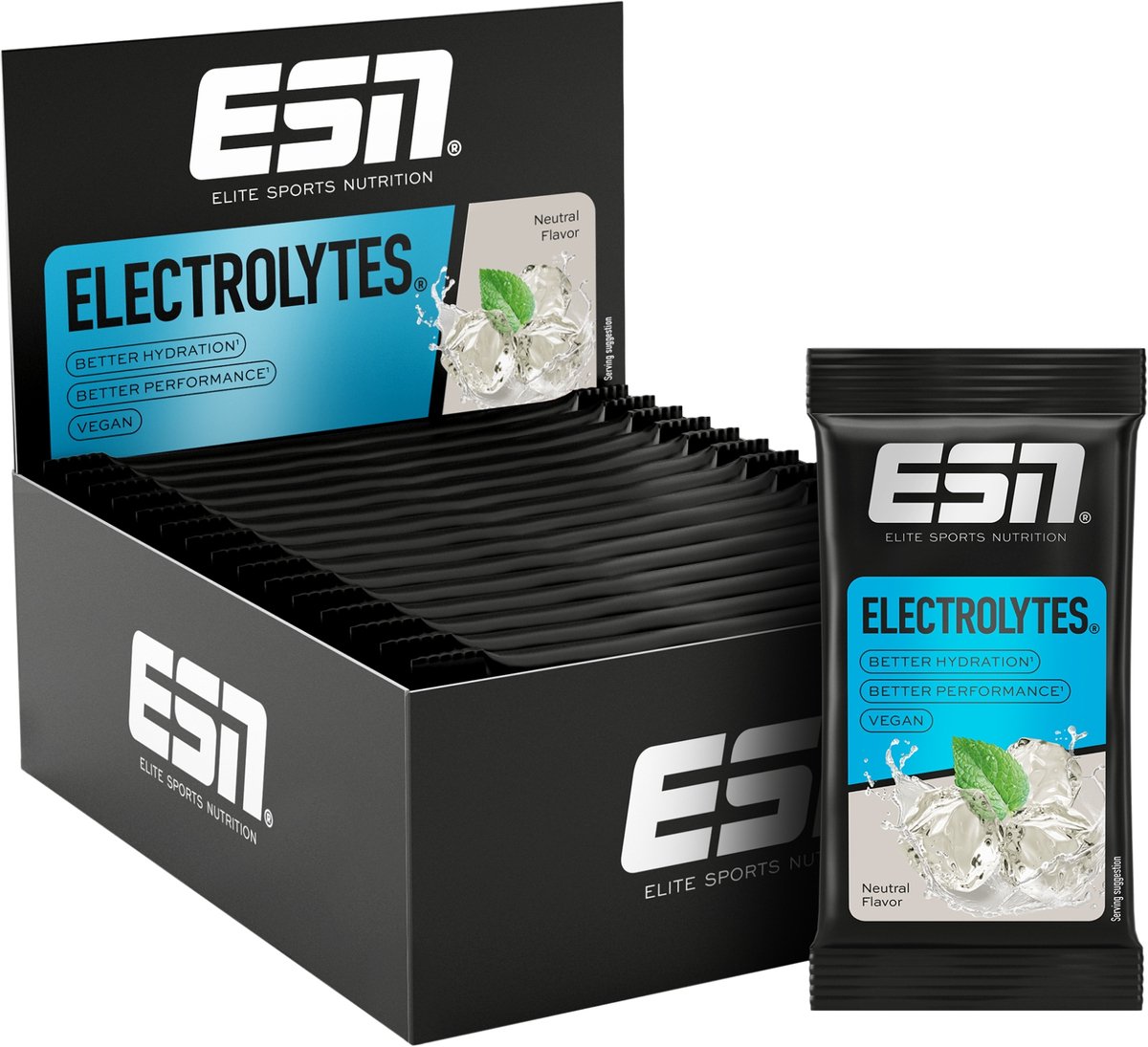 ESN Electrolytes – Smaak Neutral – Koolhydraat-Elektrolyt Oplossing met Kalium, Natrium, Calcium & Magnesium – Verbeterde Hydratatie & Uithoudingsvermogen – 337,5g (15 Porties)