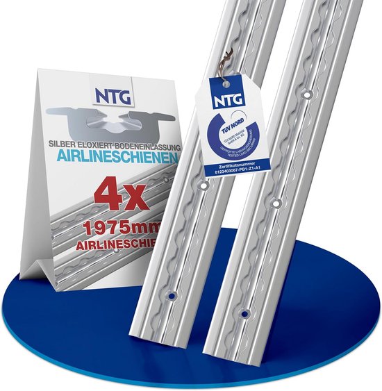 Aluminium Airline-Rail 4 x 2 m - Inlaatbaar Bodemprofiel met Gaten voor ...