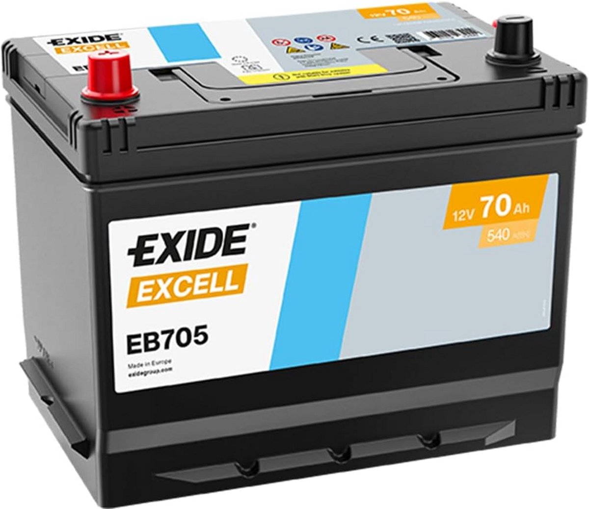 Accu 70Ah 540A 12V voor Koudstart