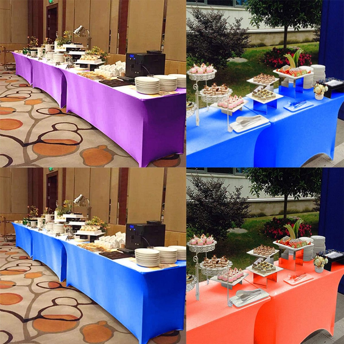 Set van 2 Stretch Tafelhoezen Rechthoekig Strak Model voor Feest en Evenementen