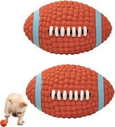 2 stuks - Latex speelbal voor huisdieren - Sportbal, bijtspeelgoed voor honden - Interactieve rugbybal voor huisdieren - Oranje - Speelbal voor honden - Piepende speelbal voor honden - Kauwbal om te gooien