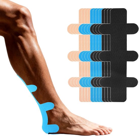 Foto: Verpakking met 12 rollen kinesiotape geschikt voor de achillespees ademende elastische sporttape waterdichte voorgesneden stroken hypoallergeen 