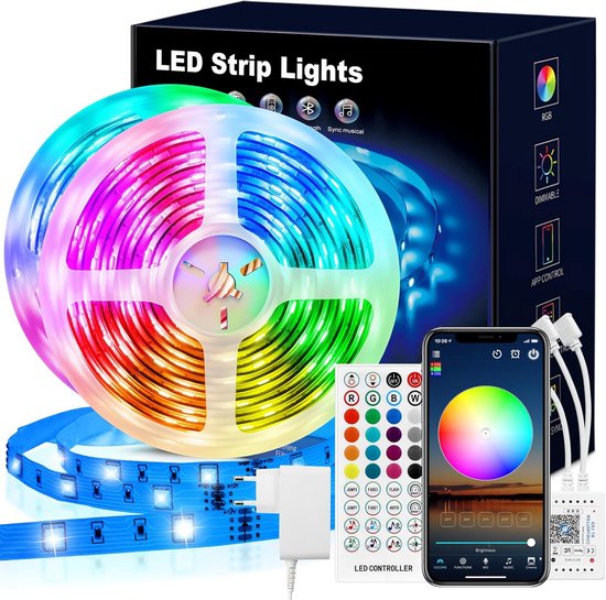 Homefire Ledstrip, 30 m, RGB-strip, 16 miljoen zelfklevende strips, app