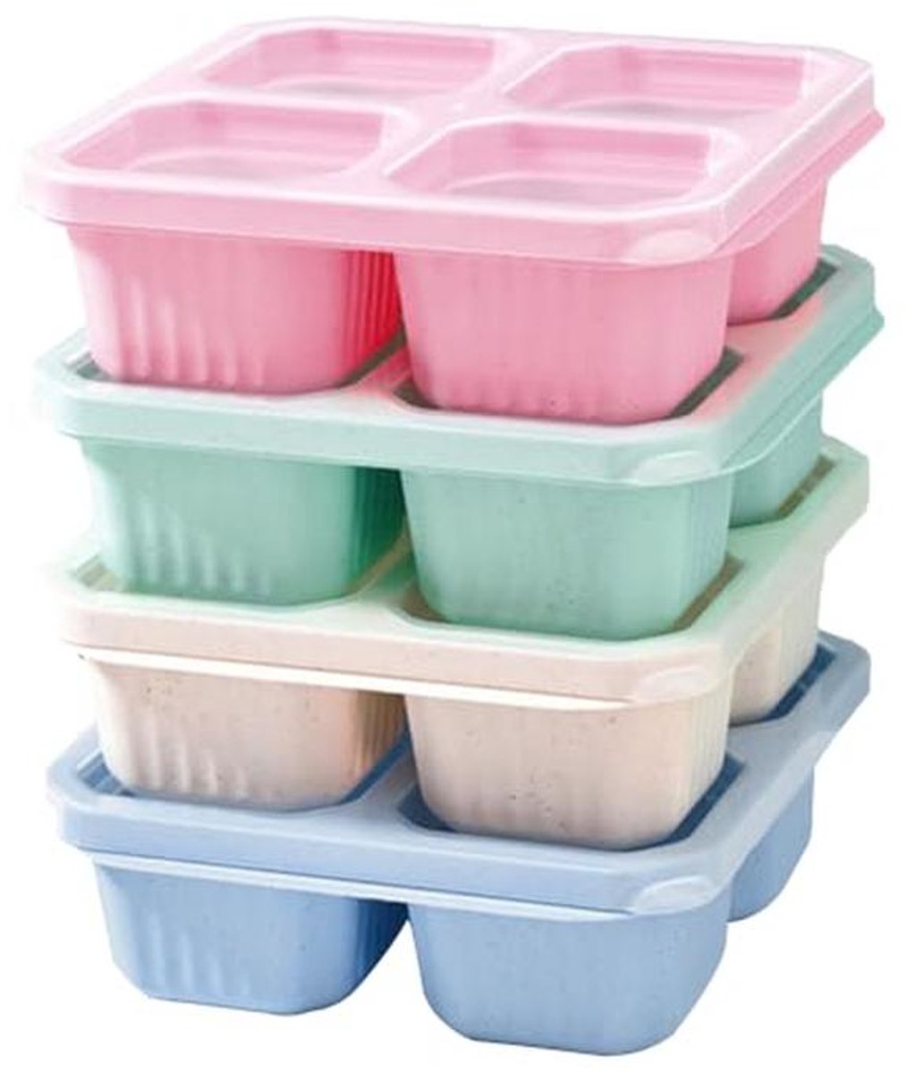 Snackcontainers met 4 Compartimenten - Herbruikbare Bento-Boxen voor School en Werk