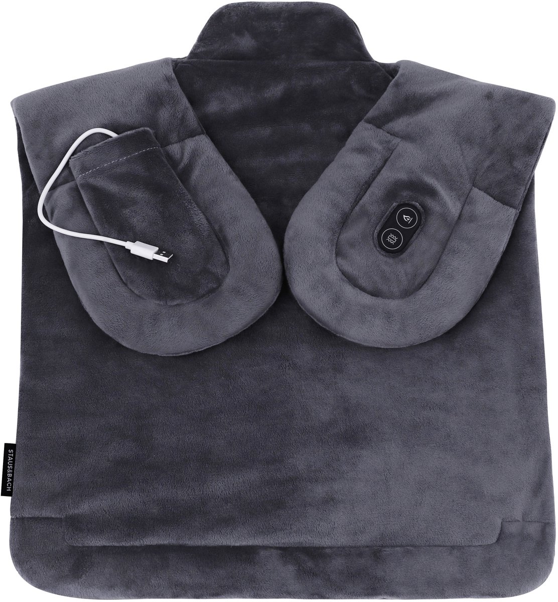 Draadloos verzwaard warmtekussen met massage functie - Nek en Schouders - Heating Pad - Elektrisch - Antraciet - STAUS&BACH Thera