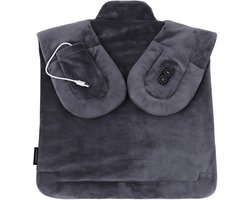 Draadloos verzwaard warmtekussen met massage functie - Nek en Schouders - Heating Pad - Elektrisch - Antraciet - STAUS&BACH Thera