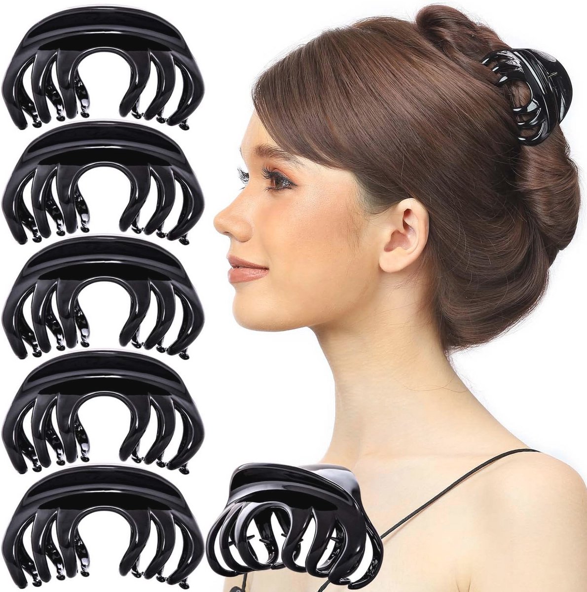 Haarklemmen Set van 6 voor Dames - Grote Tanden, Stevige Grip, Elegante Haaraccessoires